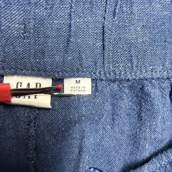 Gap Linen Blend Pull On Wide Leg Pants Womens Medium Chambray Blue Cargo - Picture 3 of 8